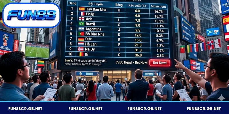 Bảng kèo vô địch World Cup 2026 chi tiết