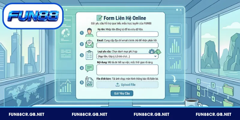 Gửi yêu cầu hỗ trợ qua biểu mẫu trực tuyến của FUN88