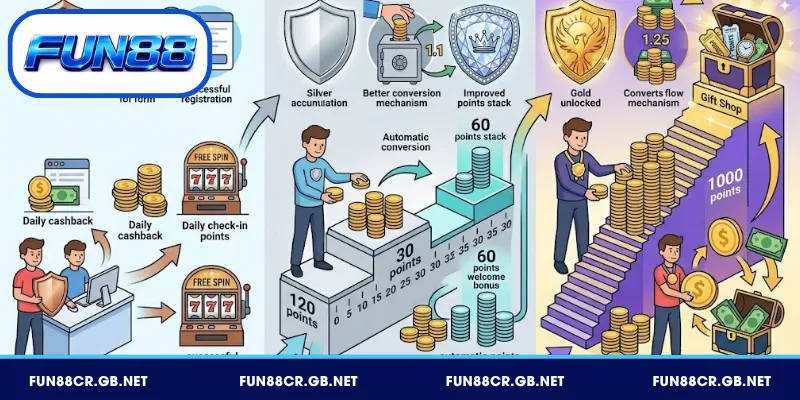 VIP FUN88 - Câu Lạc Bộ Cao Cấp, Đặc Quyền Hấp Dẫn 3 Thông tin các hạng Bronze đến Gold